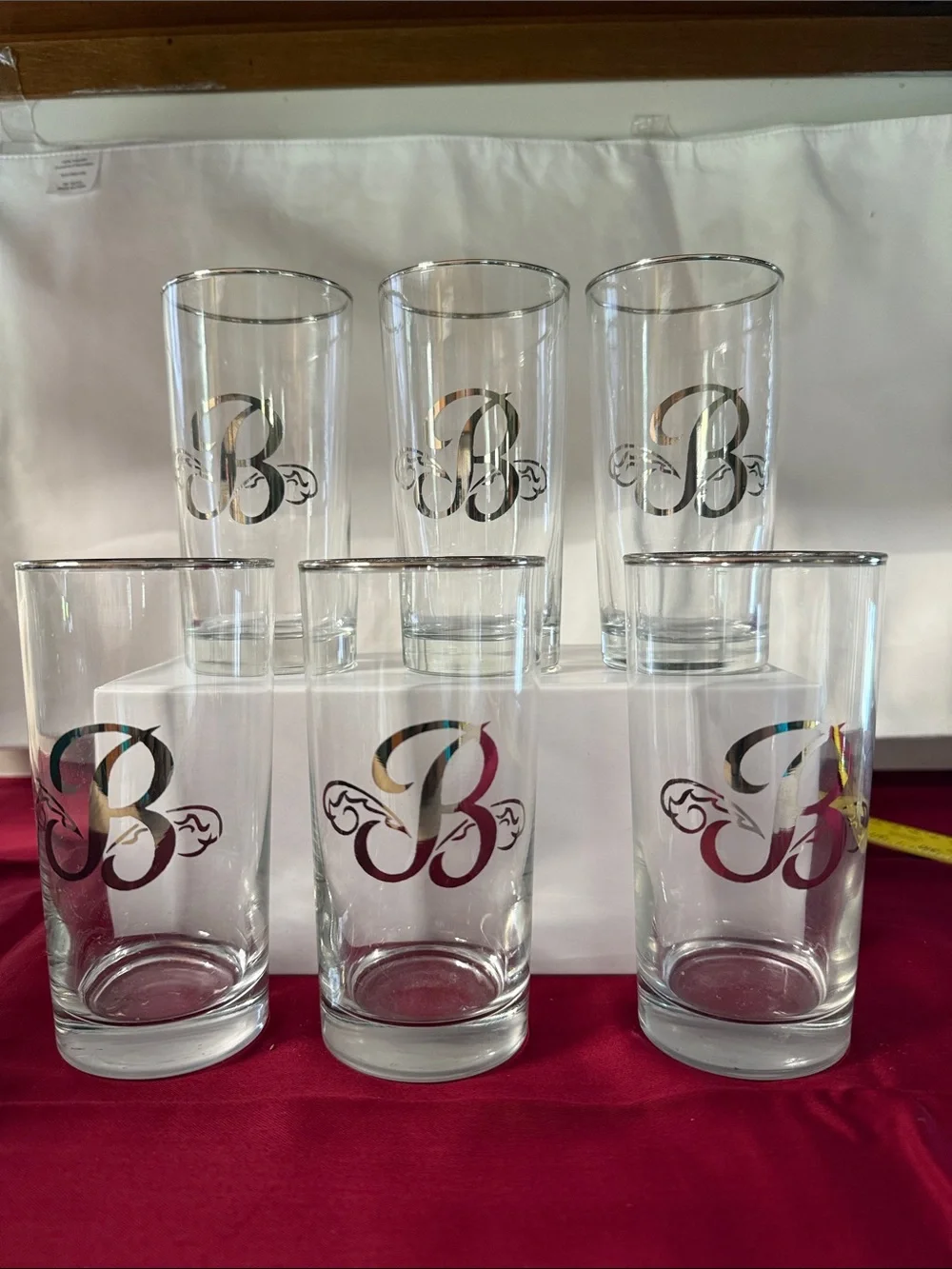 Monogram 'B' Silver Rim Highball Glasses - Set of 6